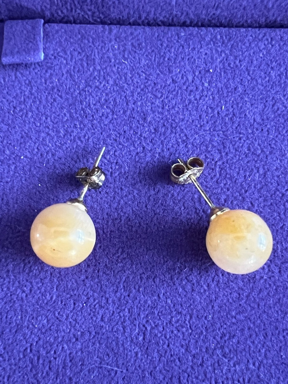 Yellow Jade Sphere Stud Earrings